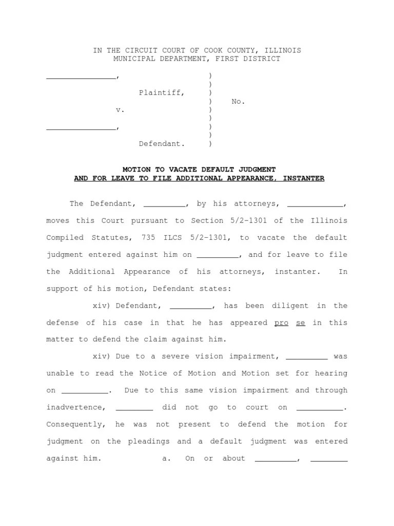 Vacate Judgment Within 30 Days Contract) Default Judgment Virginia