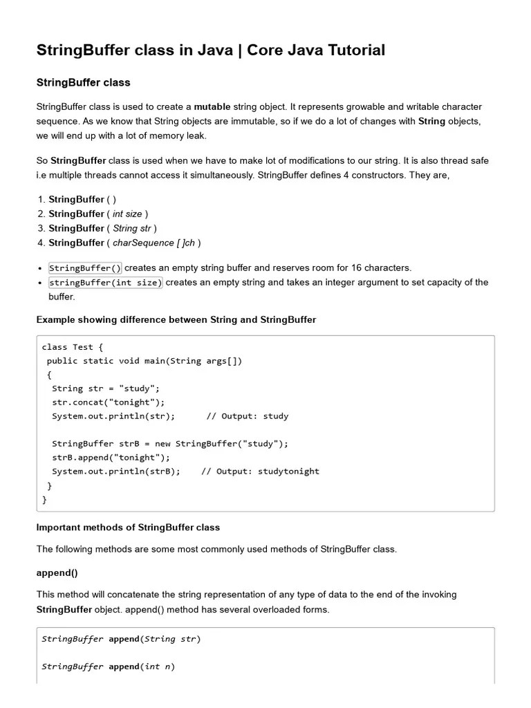 Stringbuffer Class in Java PDF