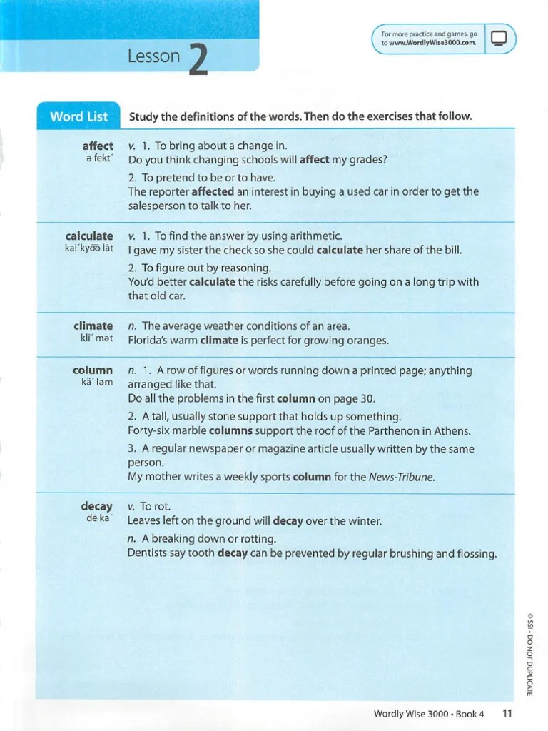 Wordly Wise Lesson 2 | PDF