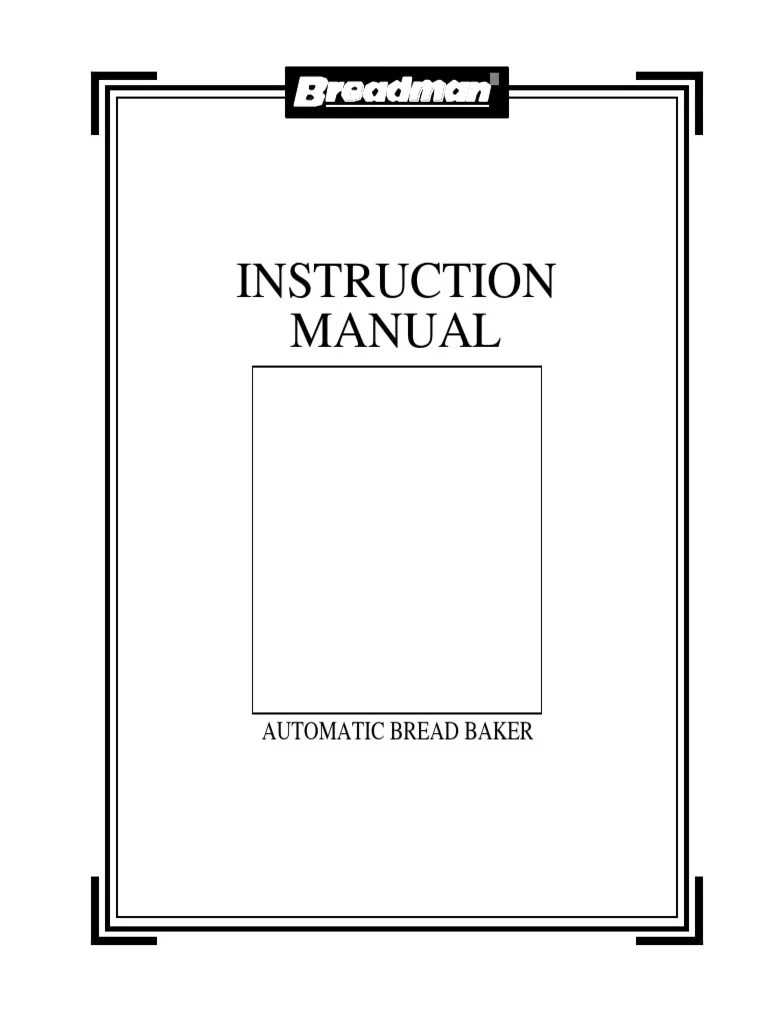 Breadman Tr440 Instruction Manual | Download Free PDF | Breads | Baker