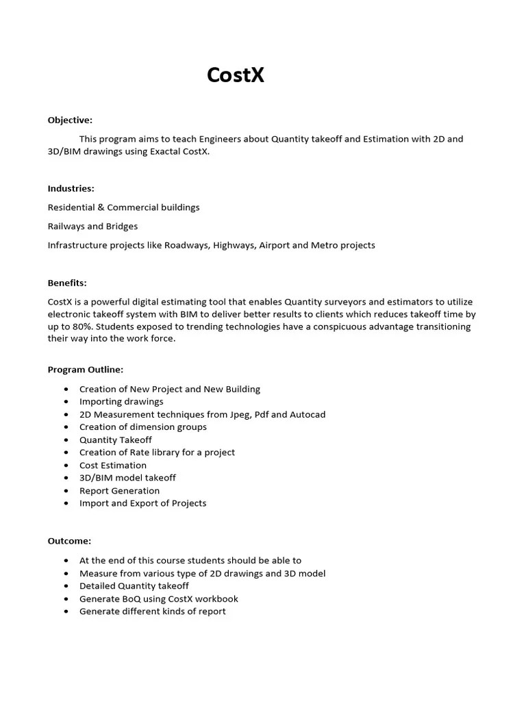 CostX Internship PDF