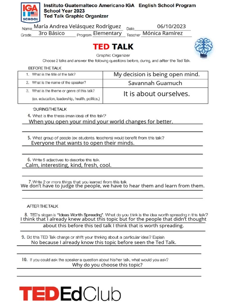 Copia de Worksheet Ted Talk | PDF