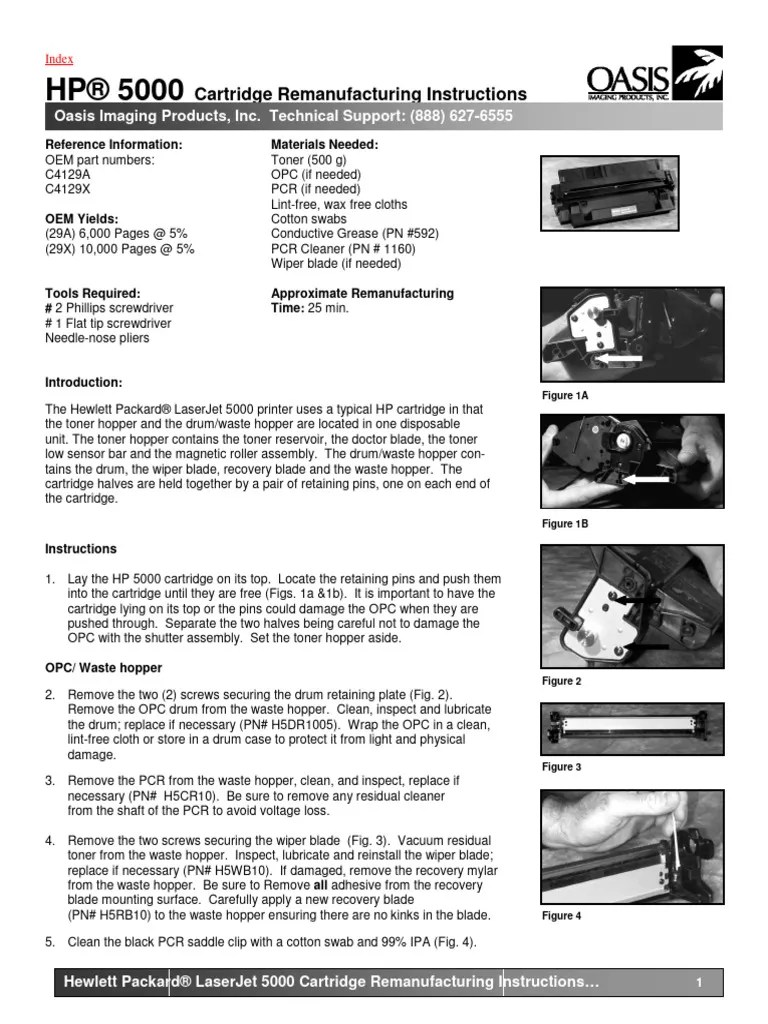 Cartridge Remanufacturing Instructions Oasis Imaging Products, Inc