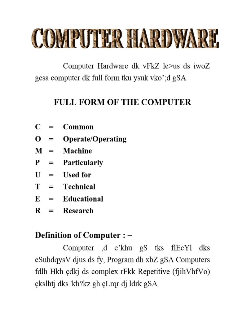 Computer Hardware PDF Input/Output Floppy Disk