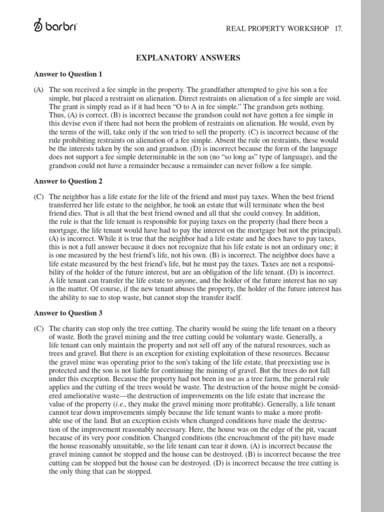 Real Property Mbe Answers Download Free PDF Leasehold Estate