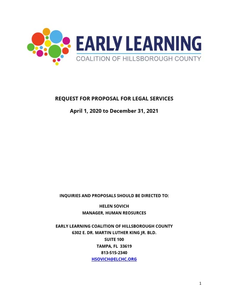 Elchc Request For Proposal For Legal Services Download Free PDF