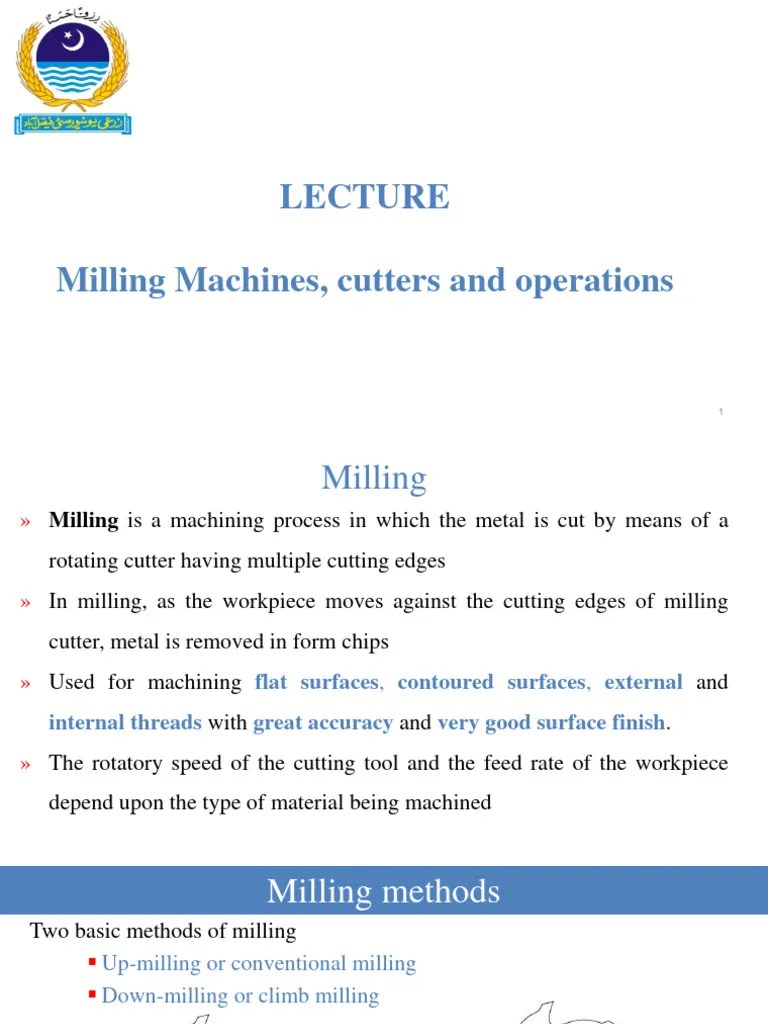 13.14 Manufacturing Lecture 13 14 Milling Machines Gear