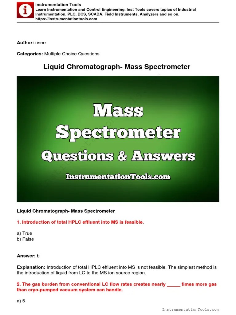 Liquid Chromatograph Mass Spectrometer PDF Liquid Chromatography