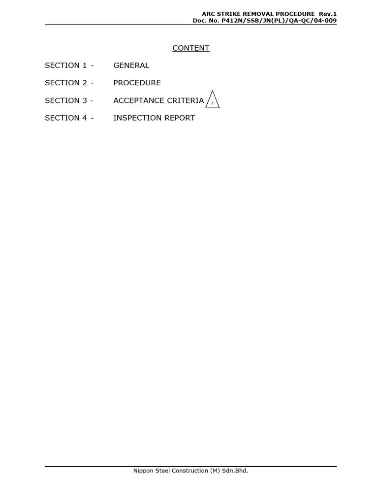 ARC Strike Procedure rev1 PDF Welding Construction