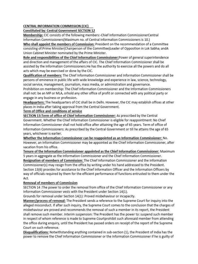 CENTRAL INFORMATION COMMISSION PDF Government Of India Public Law