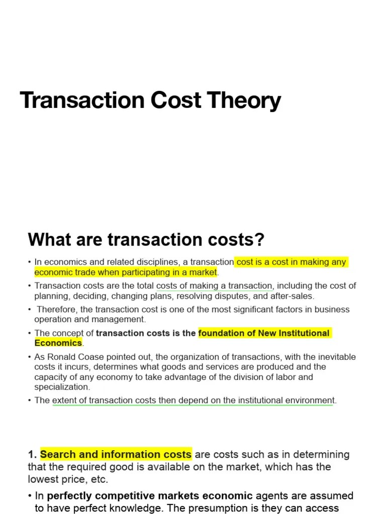 Transaction Cost Theory PDF