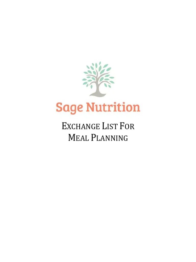ExchangeListforMealPlanningPacket20208 PDF Sauce Fruit