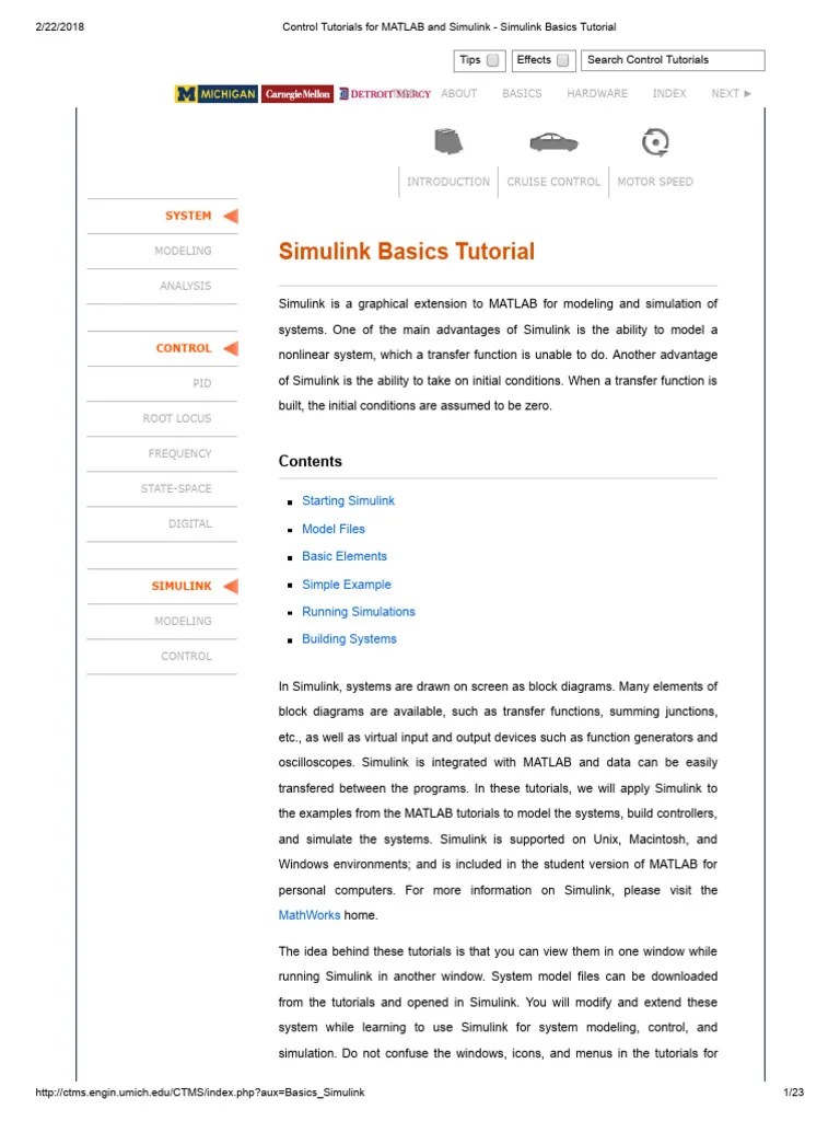 Control Tutorials for MATLAB and Simulink Simulink Basics Tutorial
