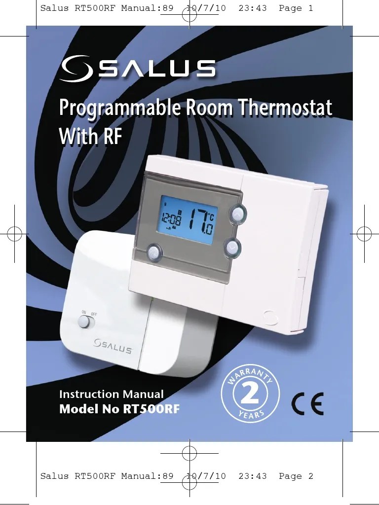 Salus RT500RF Manual | Thermostat | Electrical Wiring