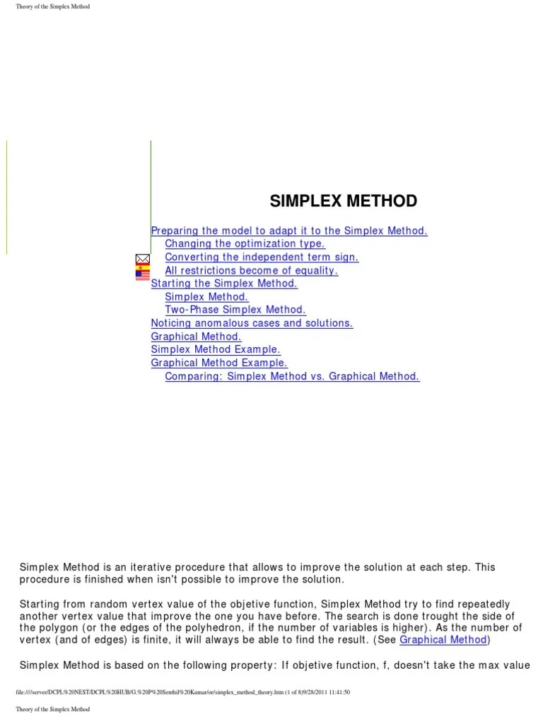 Simplex Method Theory Mathematical Optimization Analysis Free 30