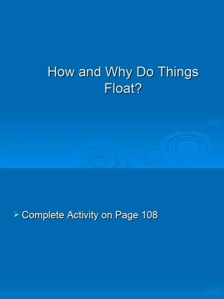 How and Why Do Things Float PDF Buoyancy Physical Quantities