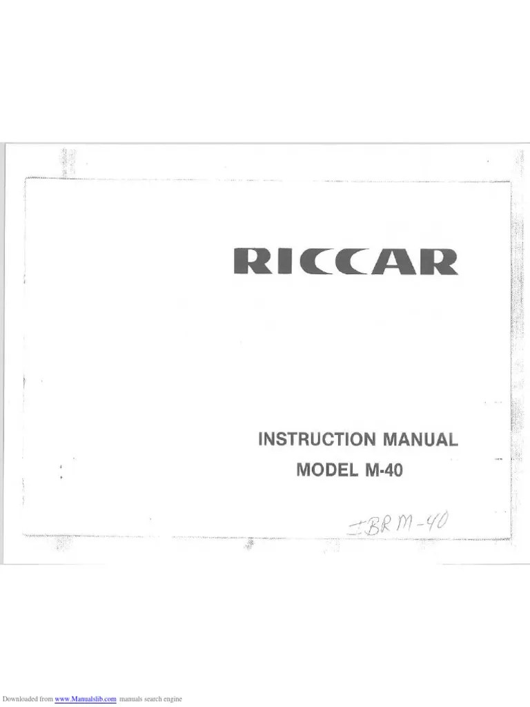 Riccar M40 Sewing Machine Instruction Manual PDF