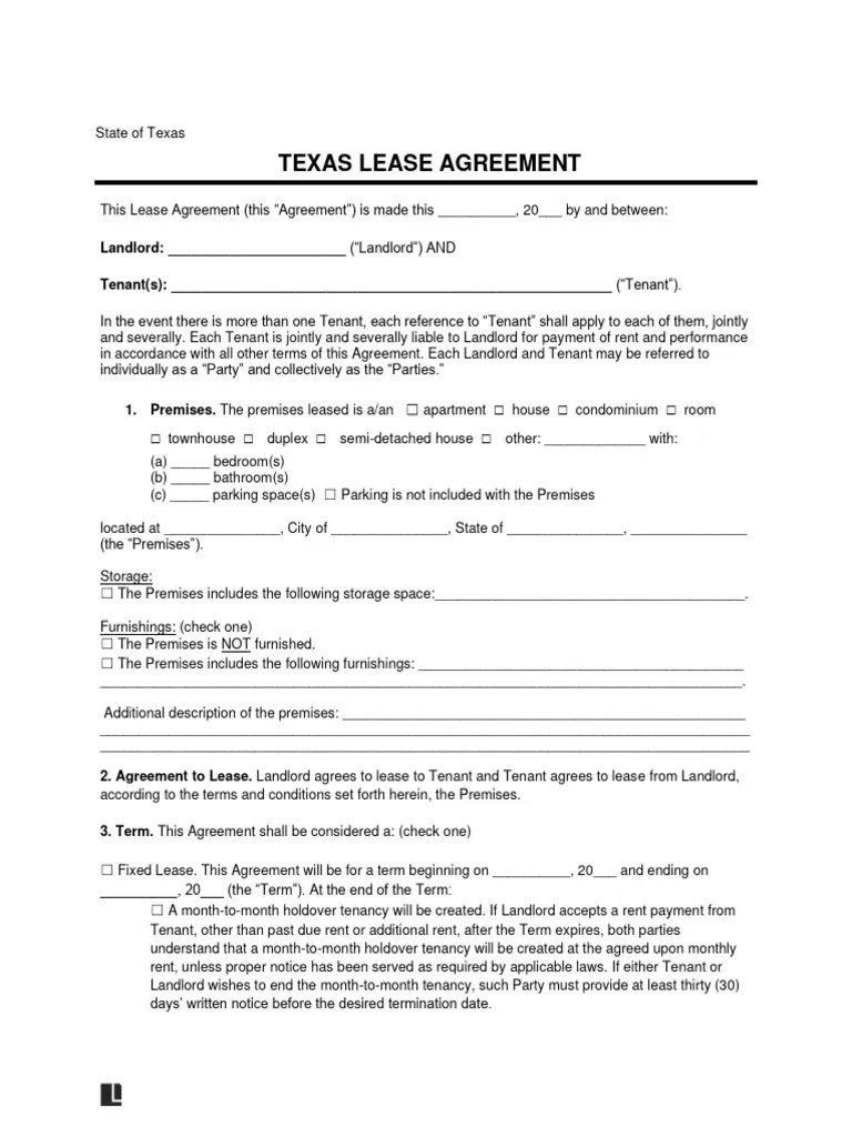 Dallas Texas Residential Lease Agreement PDF Leasehold Estate Lease(04)