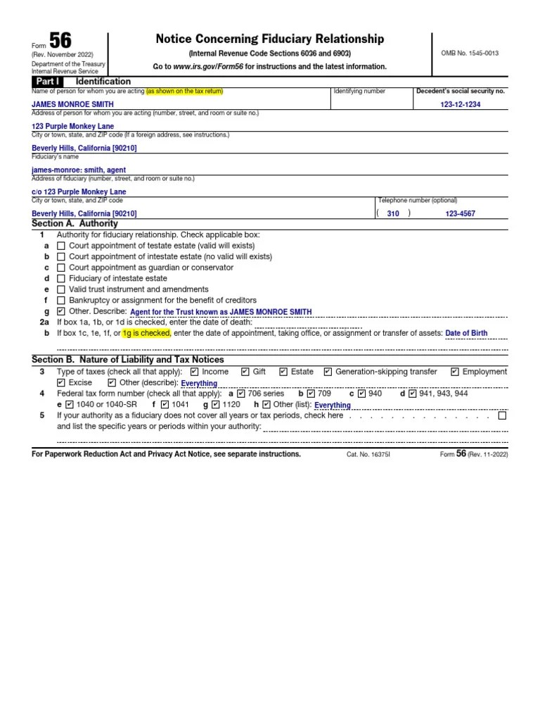 IRS Form 56 Fiduciary Notice Guide PDF Trust Law Taxes(07)