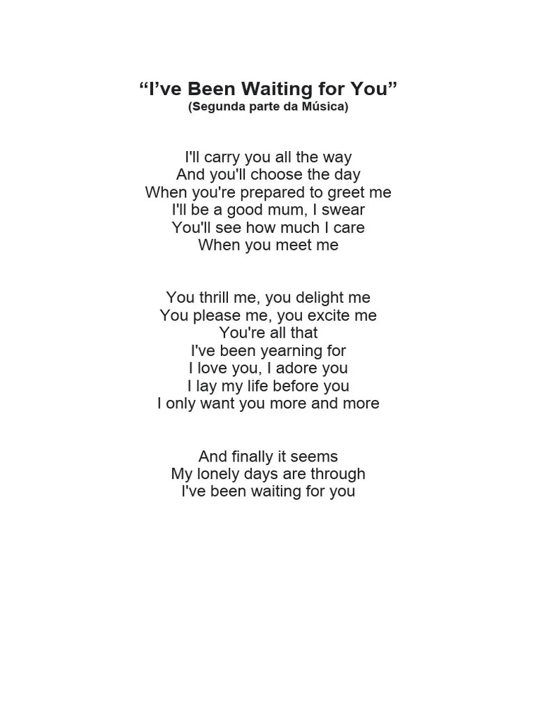 Letra "I'Ve Been Waiting For You" PDF