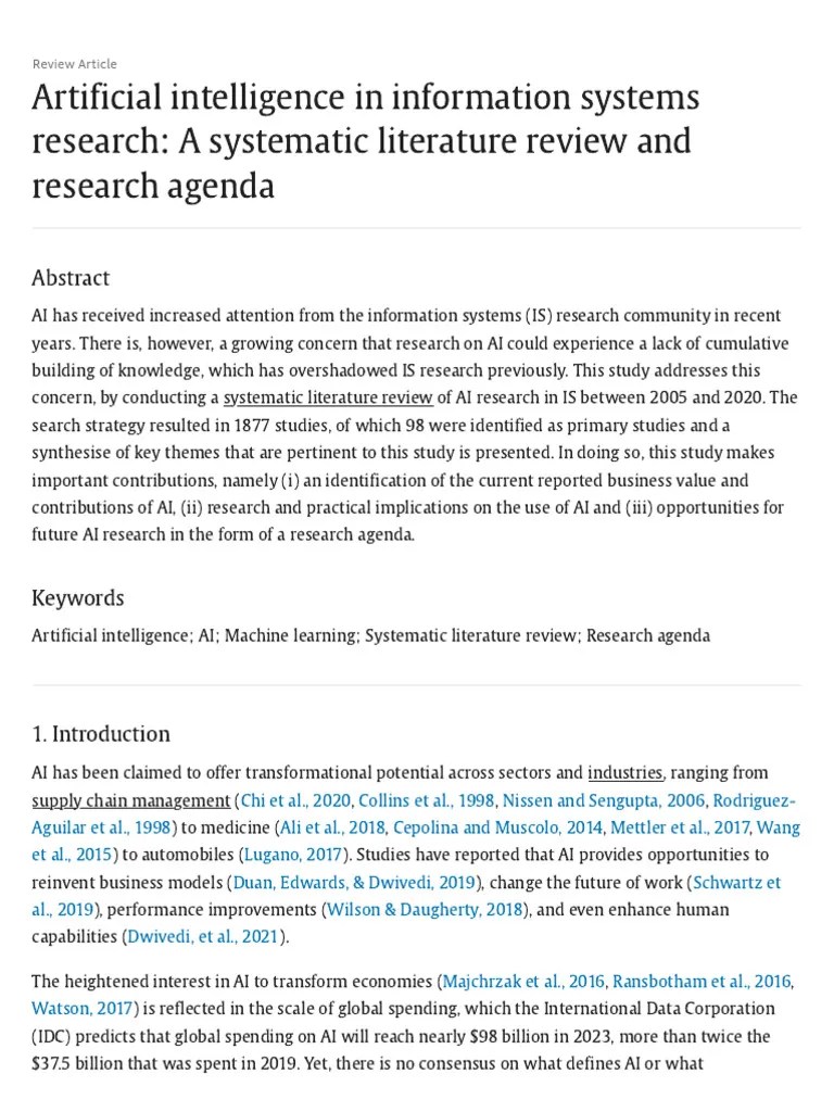 Artificial Intelligence in Information Systems Research A Systematic