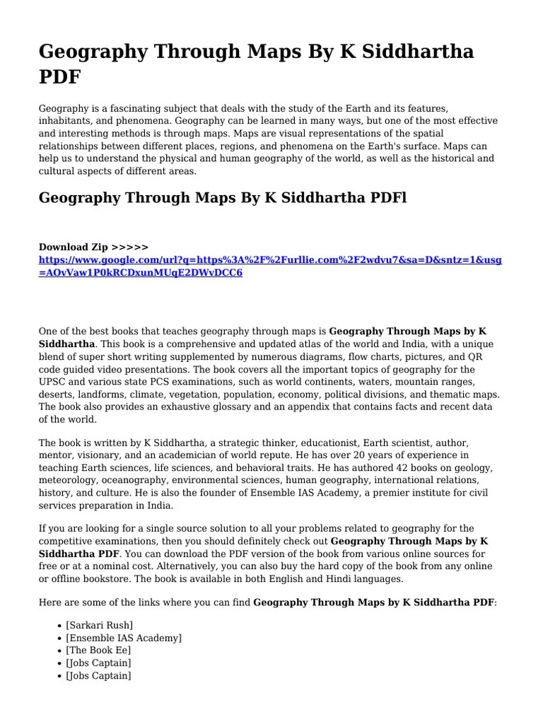 Geography Through Maps by K Siddhartha PDFL Download Free PDF