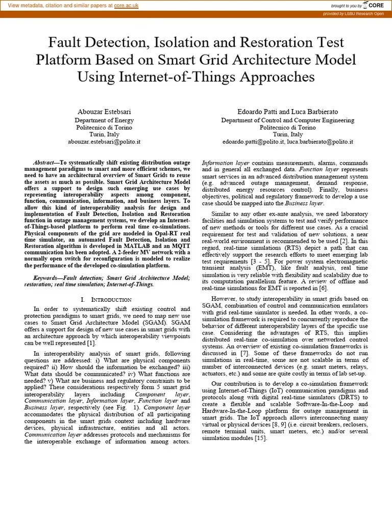 Distributed Fault Detection, Isolation, and Restoration (FDIR) Technique For Smart Distribution
