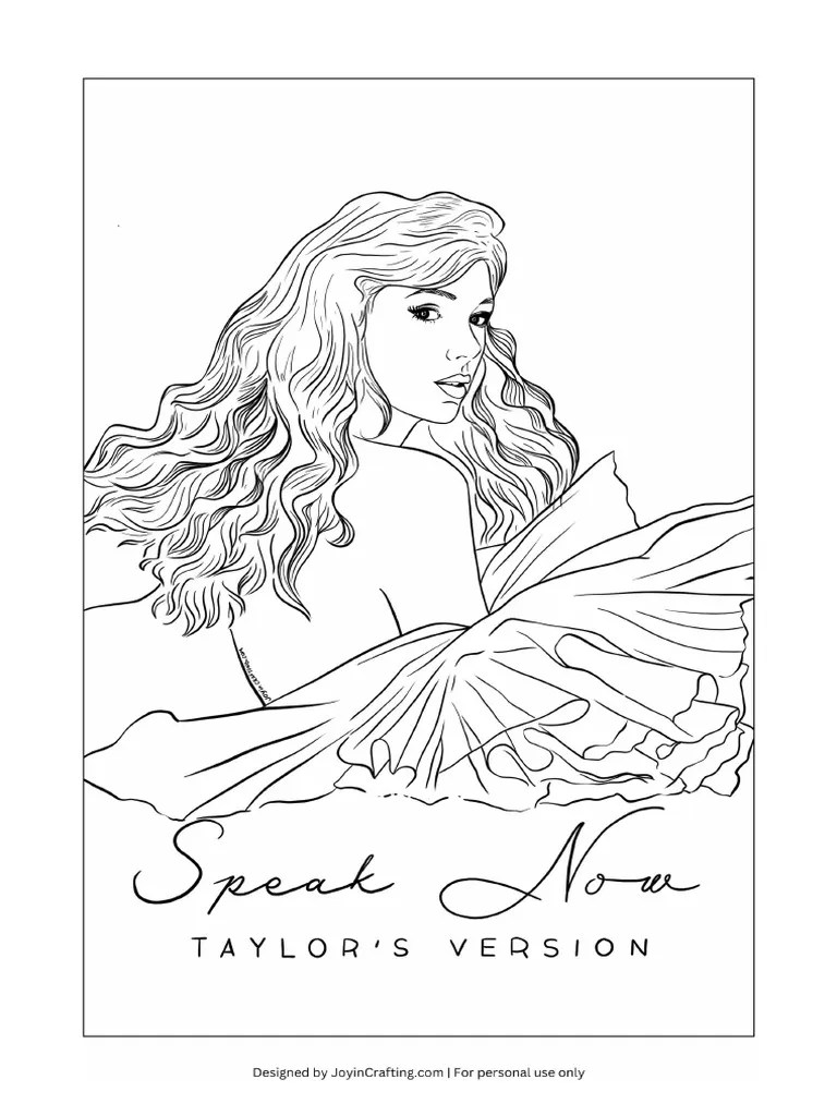 Speak Now Taylor's Version Coloring Page PDF