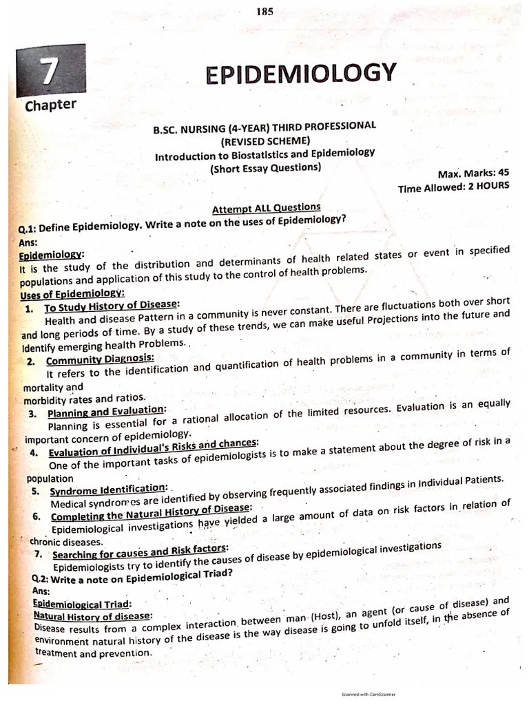 Epidemiology Past Papers PDF