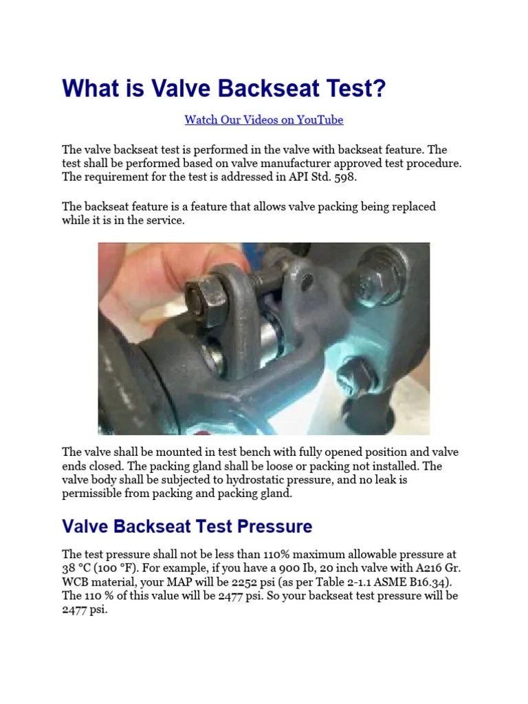 What is Valve Backseat Test PDF