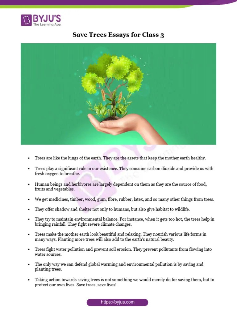 Save Trees Essay For Class 3 PDF