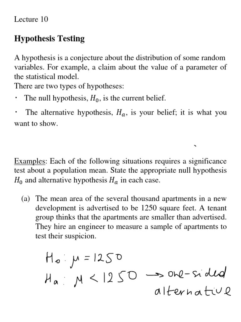 Hypothesis Testing Notes PDF