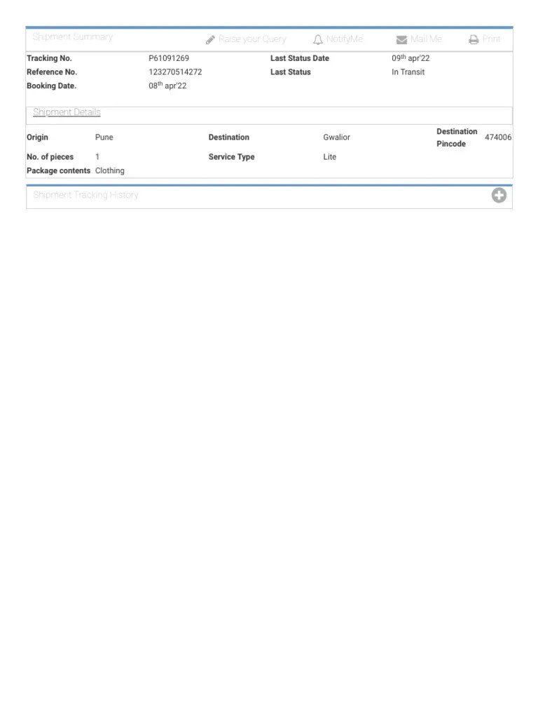 Track Shipment Status Consignment Status DTDC India PDF