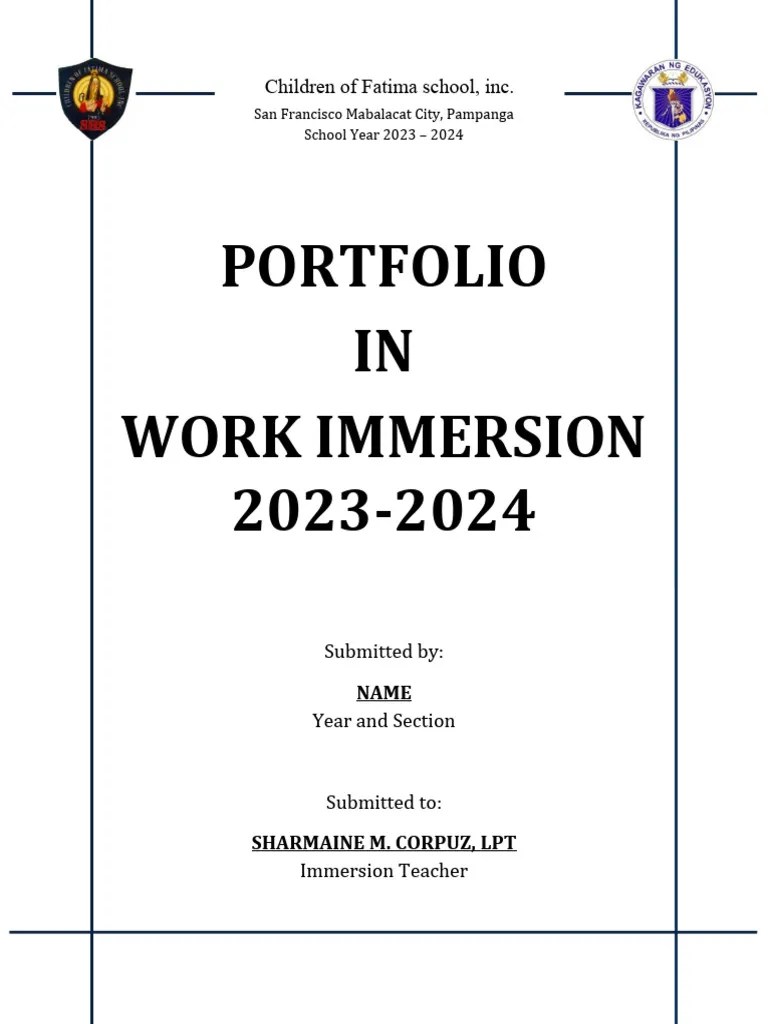 Abm Work Immersion Portfolio Template PDF