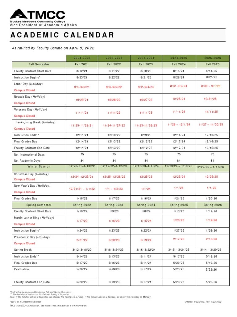 TMCC Academic Calendar PDF Academic Term Traditions