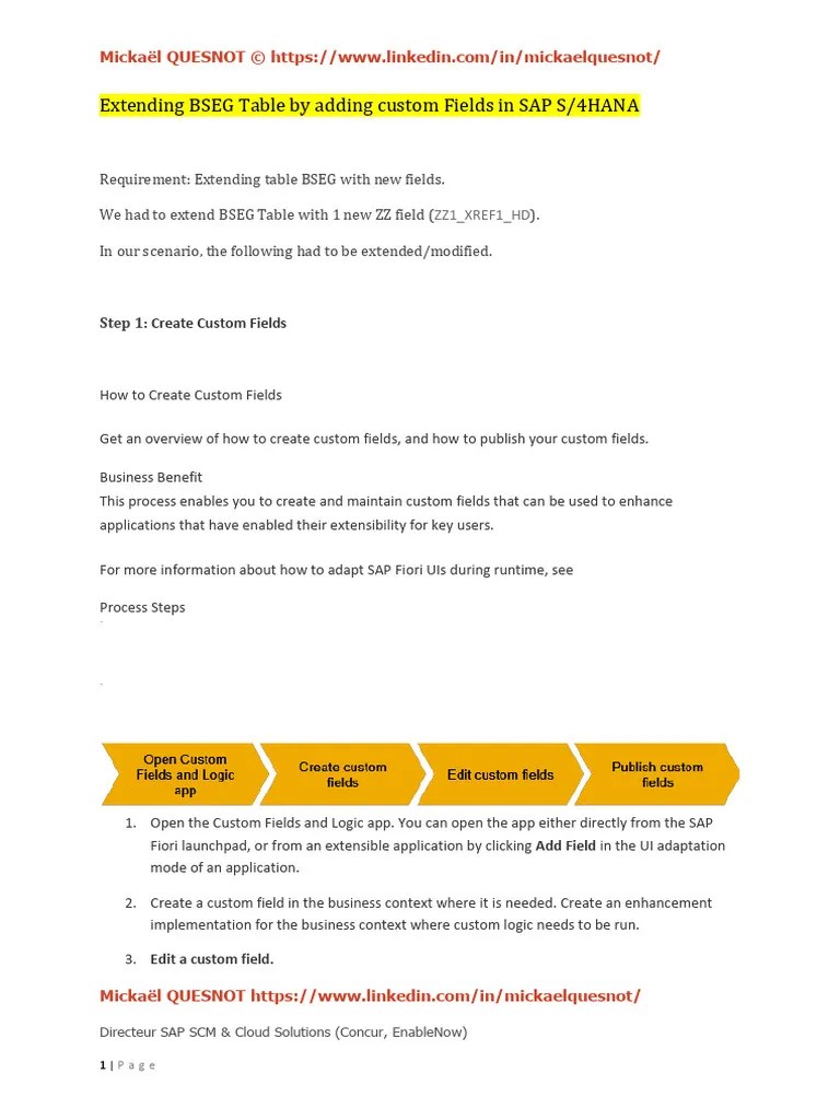 Extending BSEG Table by Adding Custom Fields in SAP S4HANA PDF