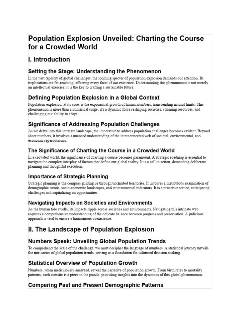 Understanding Population Explosion Dynamics PDF Sustainability