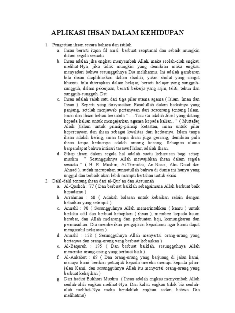 Aplikasi Ihsan Dalam Kehidupan | PDF