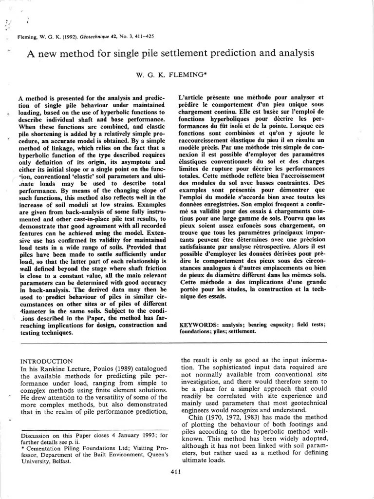 Pile Settlement Prediction Fleming PDF
