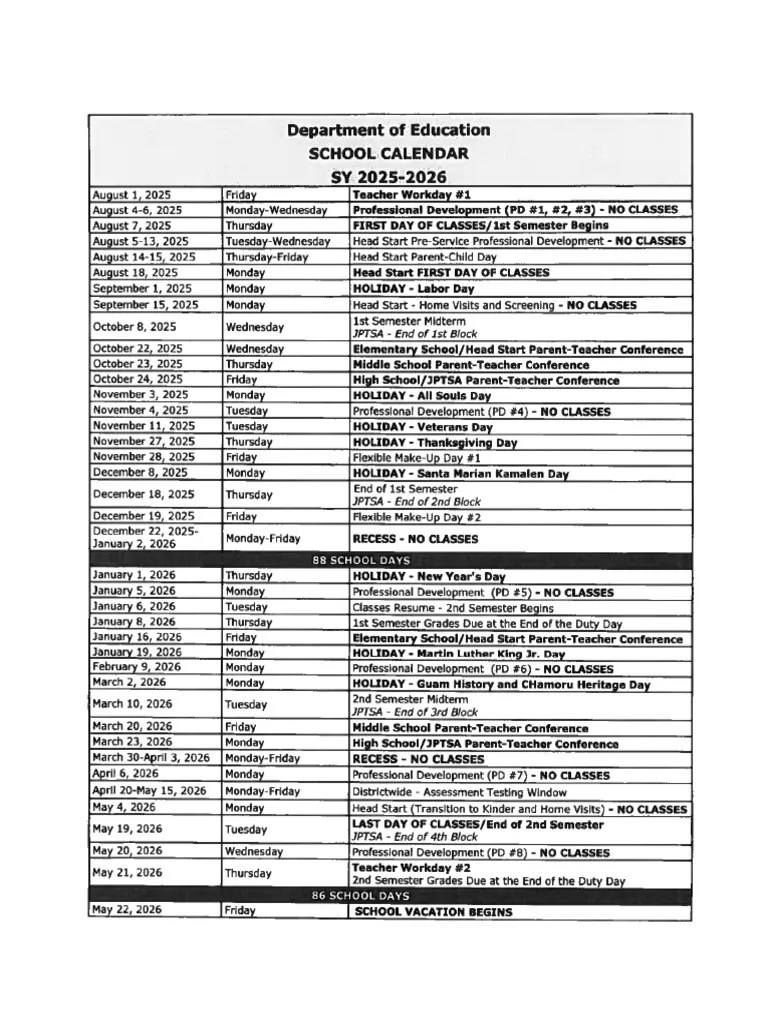 Gdoe Calendar Sy 20252026 PDF Academic Term Public Services