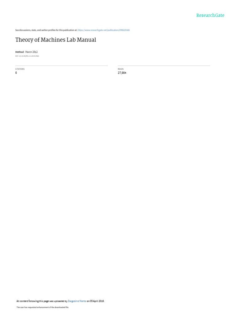 Theoryof Machines Lab Manual PDF Gyroscope Torque