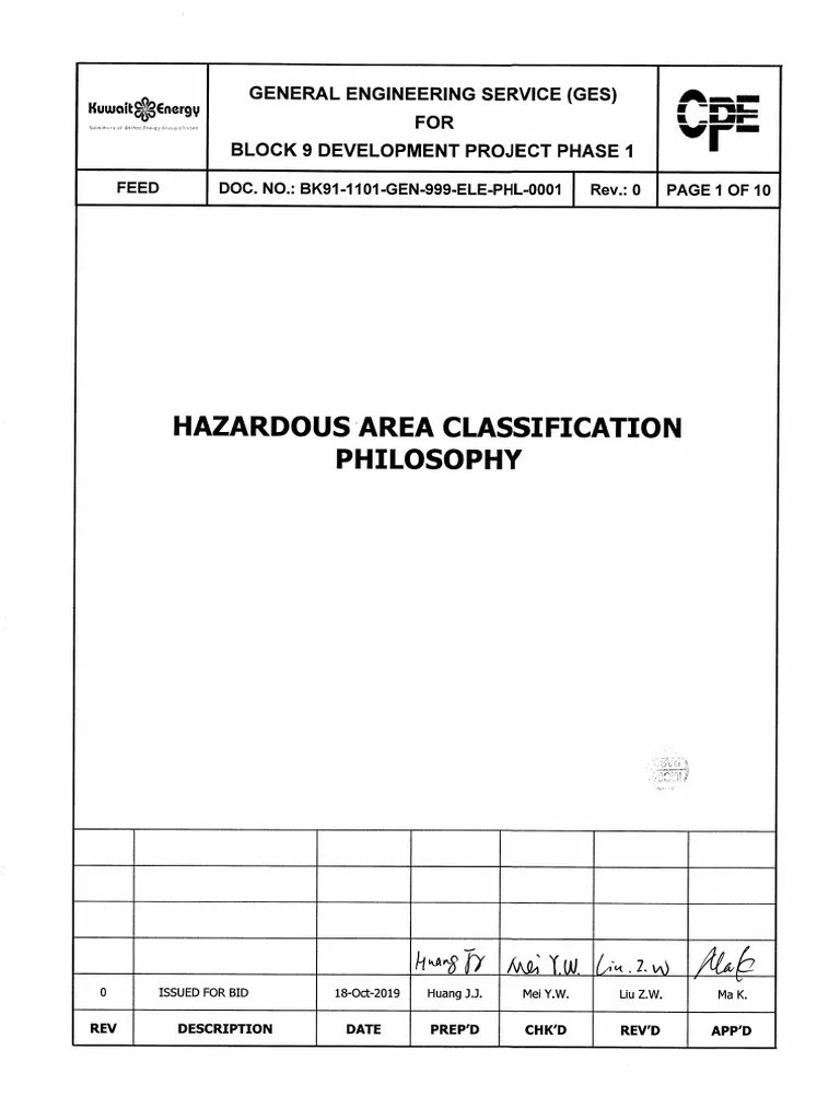 Hazardous Area Classification Philosophy PDF Gases Applied And