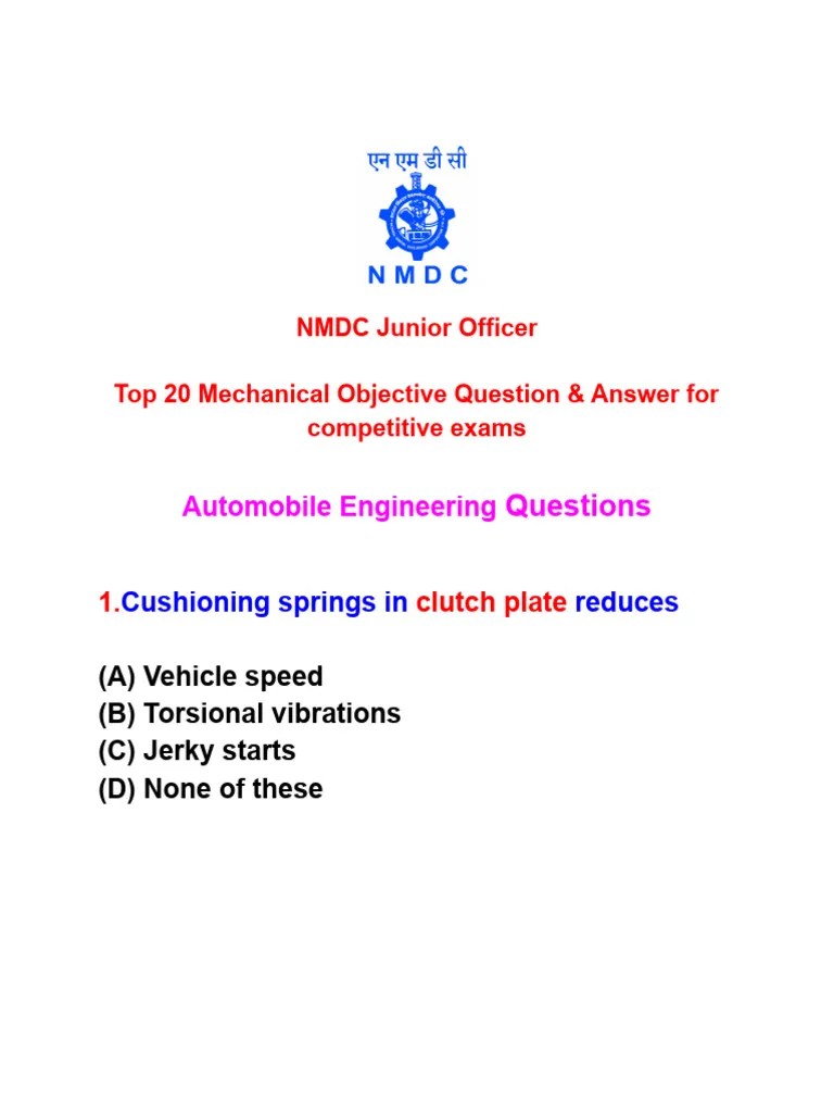 Automobile Engineering Questions Top 20 GK Question & Answer in