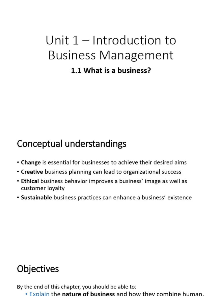 1.1 Class Slides The Purpose of Business Activity PDF Factors Of