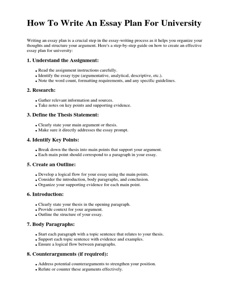 How To Write An Essay Plan For University Download Free PDF Essays