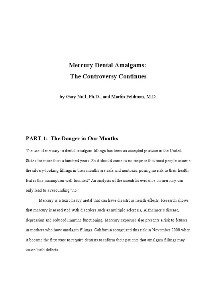 Mercury Dental Amalgams The Controversy Continues by Gary Null, PH.D