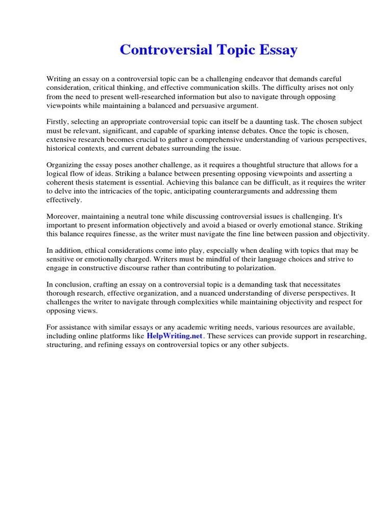 Controversial Topic Essay PDF