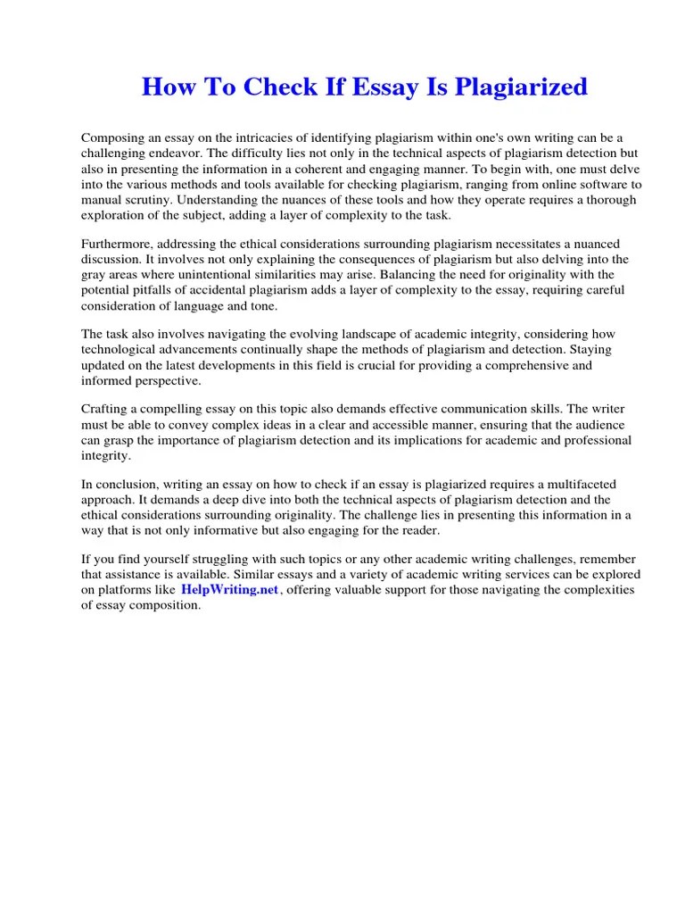 How To Check If Essay Is Plagiarized Download Free PDF Plagiarism