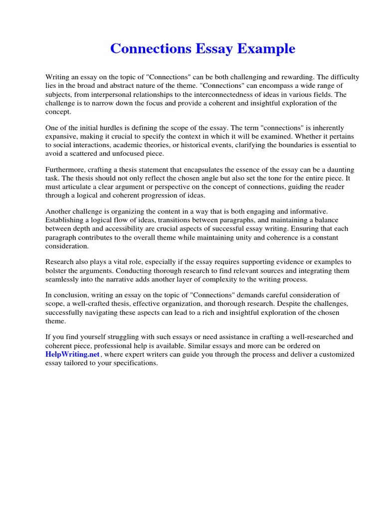 Connections Essay Example PDF Essays Jealousy