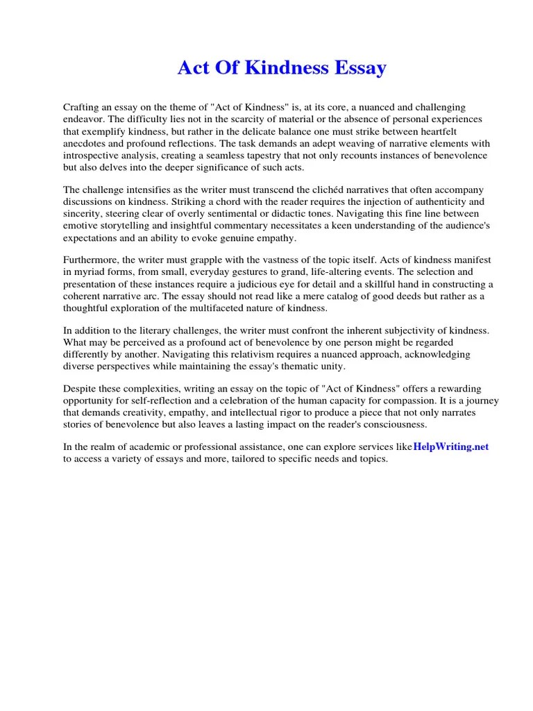 Act of Kindness Essay PDF Mass Media Narrative(04)
